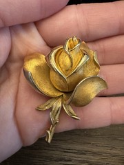 Beautiful Crown Trifari 1960s Blooming Rose Brooch With Unsigned Other Pieces