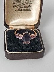 Vintage 1990-s 14 Ct Rolled Gold Amethyst Ring UK S 1/2, US 9 1/4- Hallmarked!