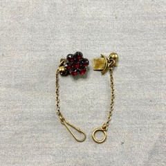Vintage Bohemian Garnet Gold Tone Jewelry Lot Cross Pin Earrings Safety Chain
