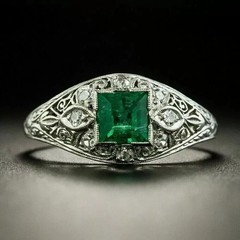 2.78Ct Art Deco Style Lab Created Emerald Anniversary Wedding 925 Silver Ring