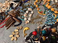 1 lb Coastal Wearable Curated Jewelry Mystery Lot Vintage to Modern Shells Beach