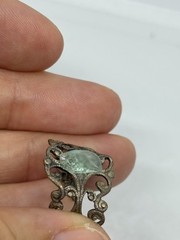 Handcrafted Vintage Sterling Silver Raw Cut Tourmaline Victorian Florentine Ring