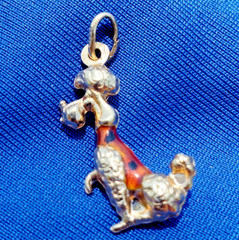 Original 14K GOLD Dog Pendant Exotic Rare Poodle Enamel Vest k9 Charm Medallion