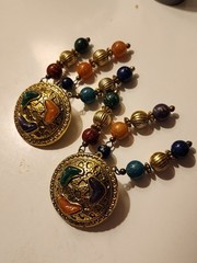 Lot of 3 Women’s Fashion Earrings: Gold Dangle, Multicolor, Black Stud