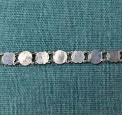 Vintage Good Luck Chinese Coin Silver Panel Bracelet 7.25″, 11.6g