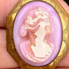 Vintage Gold Filled Pink Cameo Unique Color