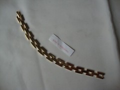VINTAGE HONG KONG FASHION JEWELRY SQUARE FLAT LINK 7″ GOLD TONE TENNIS BRACELET