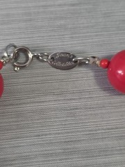 Vintage Joan’s Collectables Signed Necklace Round Red Acrylic Resin Beads Retro
