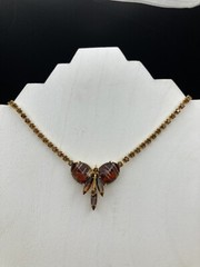 Juliana D&E Book Piece Ref No 452 Rhinestone Necklace w/ Red Fluss Stones 16”