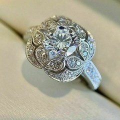 2Ct Art Deco Vintage Style Lab Created Diamond Engagement 14K White Gold FN Ring
