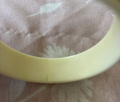 Avon Set of 2 Vintage Cream Plastic Bangle Bracelet’s With Polka Dots