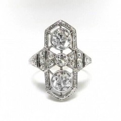 3-Stone 3CT Round Cut Art Deco Shield Halo Lab Created Diamond Ring 925 Silver