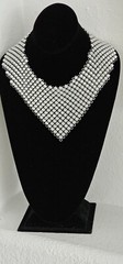 RARE Bib women necklace silver tone very light weight metal prongs 1.55n oz.