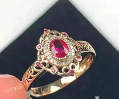 2Ct Art Deco Style Lab Created Ruby &Diamond Anniversary 14K Yellow Gold FN Ring