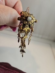 Vintage DESIGNER Signed Baroque Curled Gilt Leaf FRENCH EARRINGS – GORGEOUS Help