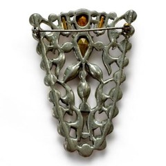 Art Deco Red & Clear Rhinestone Brooch Vintage 1915-1935