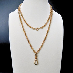 Vintage AJC Co. 1/20 12k Gold Filled Rope Chain Necklace , Watch Charm Fob, 27″