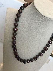 17″ Strand Copper Purplish Cultured Pearls Clasp Necklace 6.4-7.2MM 40 Pearls