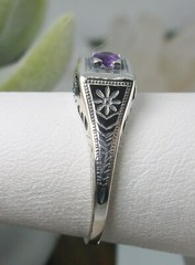 NATURAL Amethyst Ring, Art Deco Wedding Revival Jewelry (Custom-Made) US SELLER