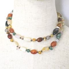 Antique Natural Carnelian Agate Jade Gemstone Bead Necklace 32″ Rare