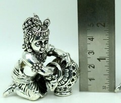 925 sterling silver baby krishna makkhan Gopala kamdhenu cow figurine su229