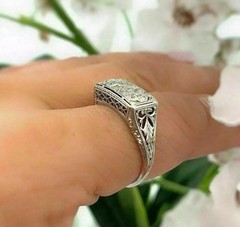 2.95Ct Art Deco Style Round Lab Created Diamond Filigree 14K White Gold FN Ring