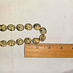 Vintage Marbled Lucite Bead Necklace Cream Gray Swirl Round Beads 22 Inch MCM