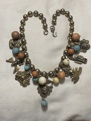 Vintage D&E Juliana Mayan Aztec Charm Necklace Book Piece