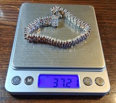 Vintage 1990s Sterling Garnet CZ Tennis Bracelet 37grams See Pics/Description