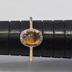Vintage 14ct Yellow Gold Ring Citrine and Diamond Stones Hallmark Ring Size M