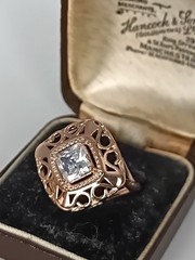 Vintage 1990-s 14 Ct Rolled Gold Zircon Ring Size UK P US 7 1/2- Hallmarked!