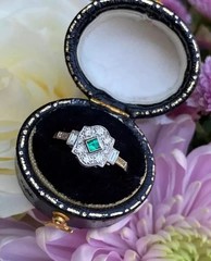 2.12Ct Art Deco Style Lab Created Emerald Anniversary 14K White Gold Finish Ring