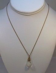 Vintage FLOATING OPAL Teardrop Pendant Gold Filled 18″ Chain Necklace