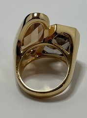 Large Swarovski Swan Faceted Topaz Crystals Cocktail Ring Size 7 with Box