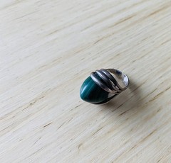 Malachite Sterling Silver MCM Scandinavian Denmark Norway Vintage Adjustable
