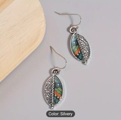 Leaf Shaped Dangle Earrings 925 Sterling Silver On Healing Zinc Aligned Chakra