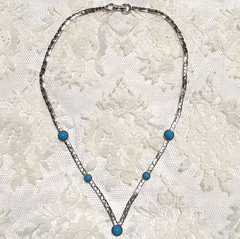 Vintage Western Silver Tone Necklace Blue Accents by Sarah Coventry