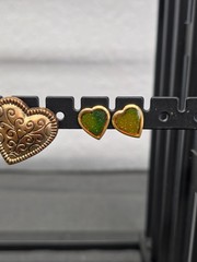 Vtg Mixed Costume Earring Lot 6 Pairs Retro Gold Bronze Matte Heart Dangle Stud