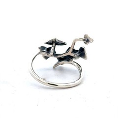 Vintage 925 Sterling Silver Climbing Ivy Vine Plant Leaf Cluster Adjustable Ring