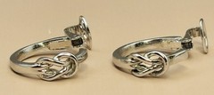 Trifari Earrings Clip On Silver Tone Love Knot Hoops