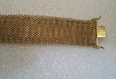 Italian Mesh Bracelet 18k Gold Charm Wide Vintage Yellow Woven Women’s Men’s Old