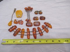 120g OF VINTAGE AMBER STERLING 925 835 JEWELRY 12 TOTAL PIECES