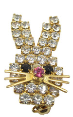 Rhinestone Vintage Rabbit Brooch Pin Easter