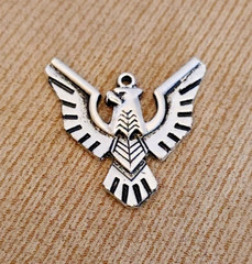 VINTAGE SILVER THUNDERBIRD ? EAGLE ? PENDANT PLATED? PEWTER? 60s ESTATE 1.5″