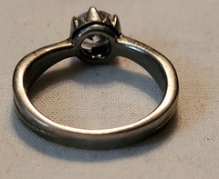 925 Sterling Silver Simulated Solitaire Diamond Engagement Ring Size 7.75 NOS