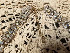 Bijoux M.G. Czech Republic 1940-1950 Antique Necklace,16″, 3″Crystal Medallion