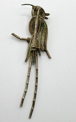 Enameled 800 Silver Filigree Bird Parrot Pin Brooch