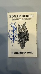 I am Edgar Berebi MY Harlequin owl PIN never worn Vintage signed Certificate .