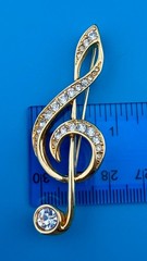 Swarovski Swan Signed Brooch/Pendant Treble Clef 925 Chain Earrings Music Set