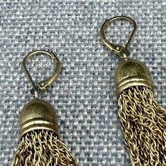 Vintage Earrings Tassel Dangles Gold Tone Pierced 3 Inches